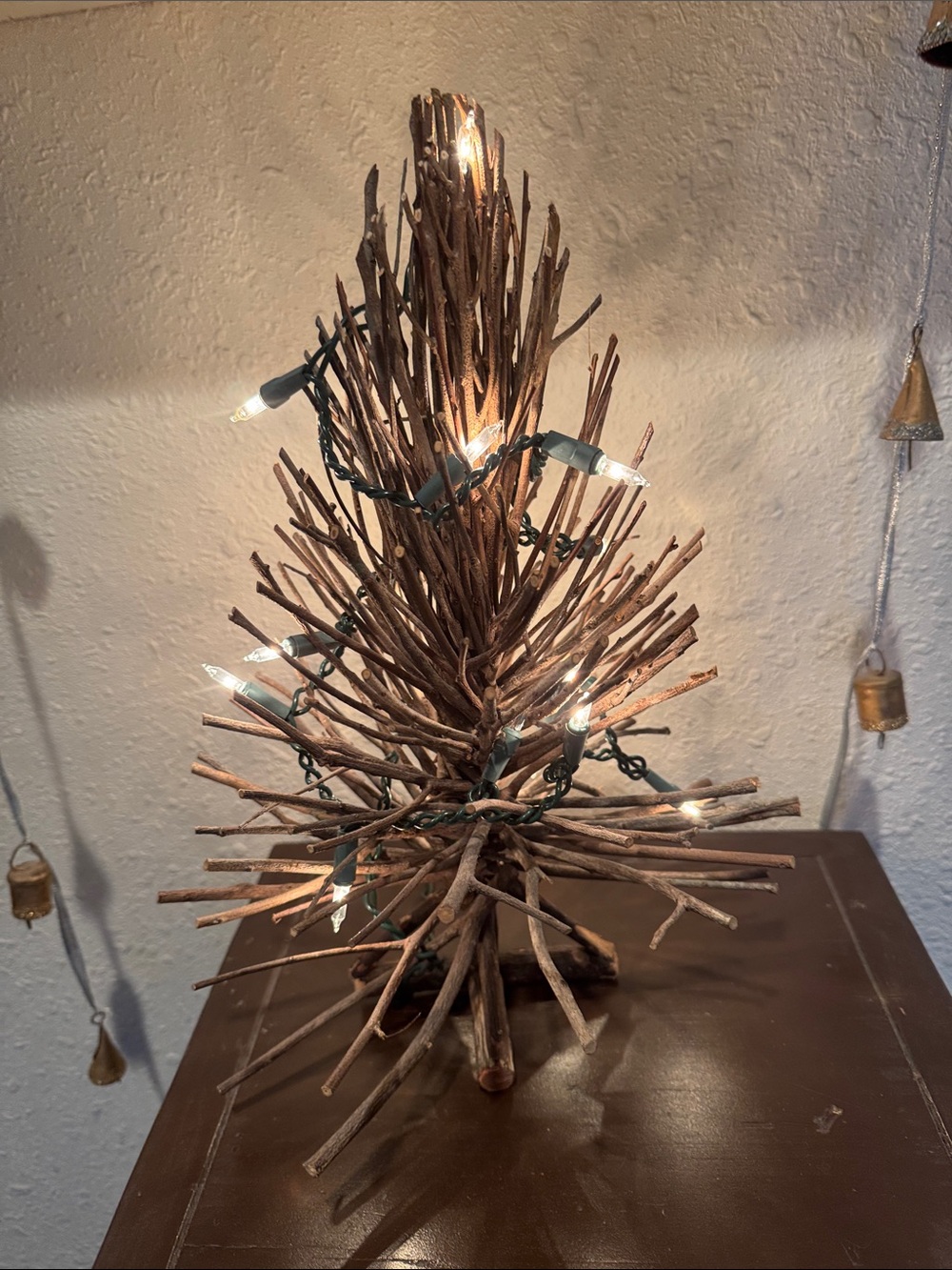 Rustic Brown Twig Holiday Tree with Warm White Lights